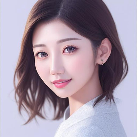 白い服の髪の短い女性