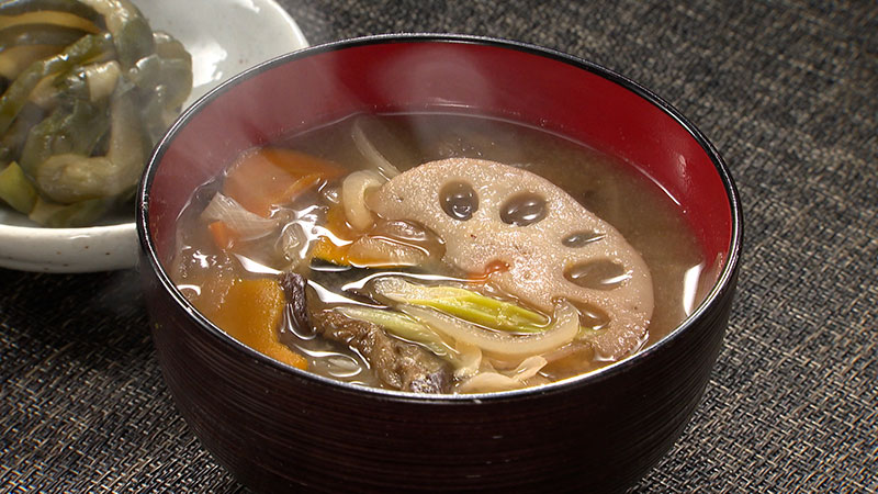 ■湊くんイチオシ 干し野菜レシピ<br>干し野菜の味噌汁
