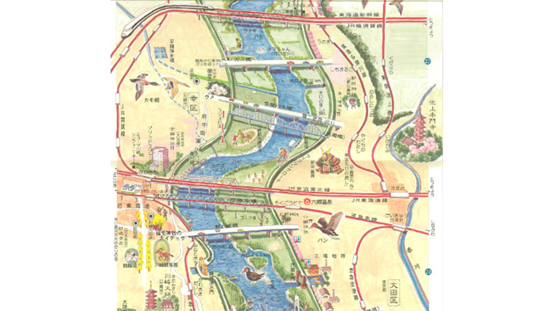 ★多摩川散策絵図（作者：村松昭）